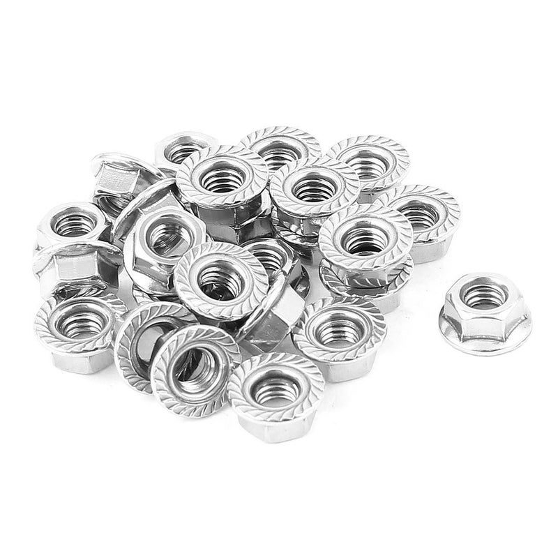 SpzcdZa 1/4-20 Serrated Flange Hex Lock Nuts, 50pcs 304 Stainless Steel Serrated Metric Hex Flange Lock Nuts,Bright Finish - Image 3
